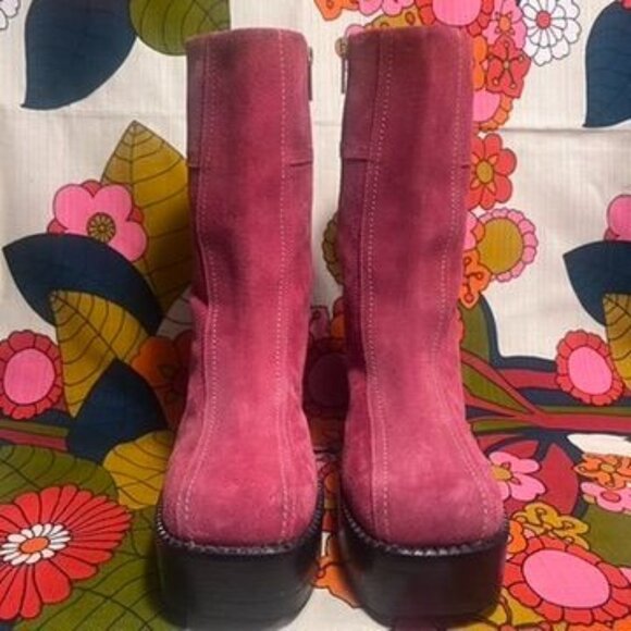 Asos Romeo Pink Suede Platform Boots Size 7 Out of Stock Boho Fun Wow! - Picture 2 of 8